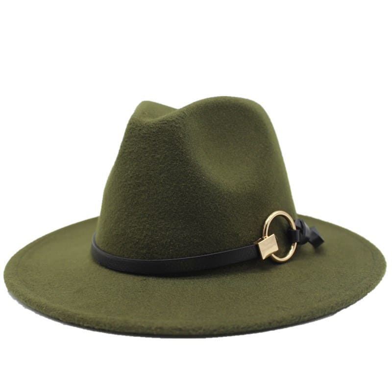 Silver Ring Cotton Fedora Hat - Cotton Fedora Hat With Silver Ring Accent For Style