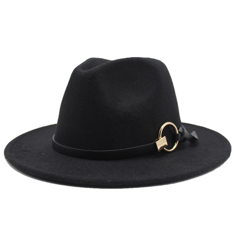 Silver Ring Cotton Fedora Hat - Cotton Fedora Hat With Silver Ring Accent For Style
