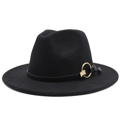 Silver Ring Cotton Fedora Hat - Cotton Fedora Hat With Silver Ring Accent For Style