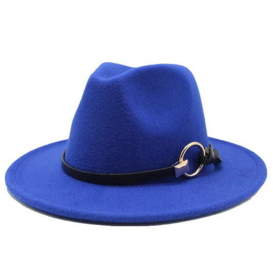 Silver Ring Cotton Fedora Hat - Cotton Fedora Hat With Silver Ring Accent For Style