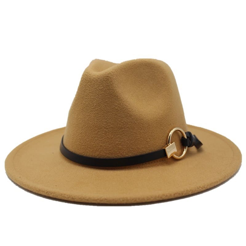 Silver Ring Cotton Fedora Hat - Cotton Fedora Hat With Silver Ring Accent For Style