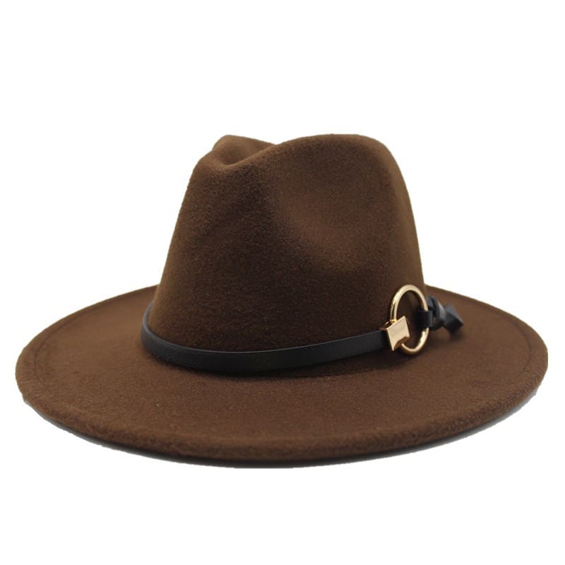 Silver Ring Cotton Fedora Hat - Cotton Fedora Hat With Silver Ring Accent For Style
