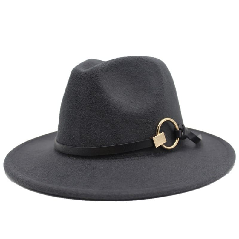Silver Ring Cotton Fedora Hat - Cotton Fedora Hat With Silver Ring Accent For Style