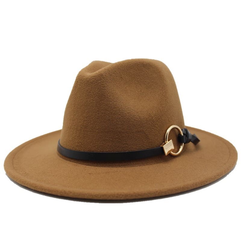 Silver Ring Cotton Fedora Hat - Cotton Fedora Hat With Silver Ring Accent For Style