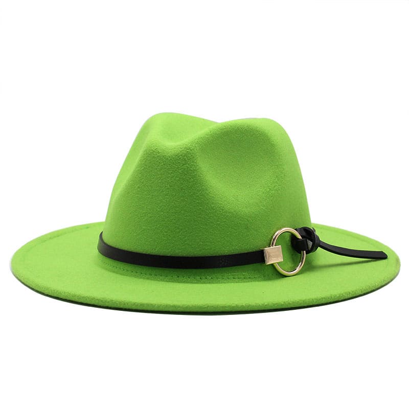 Silver Ring Cotton Fedora Hat - Cotton Fedora Hat With Silver Ring Accent For Style