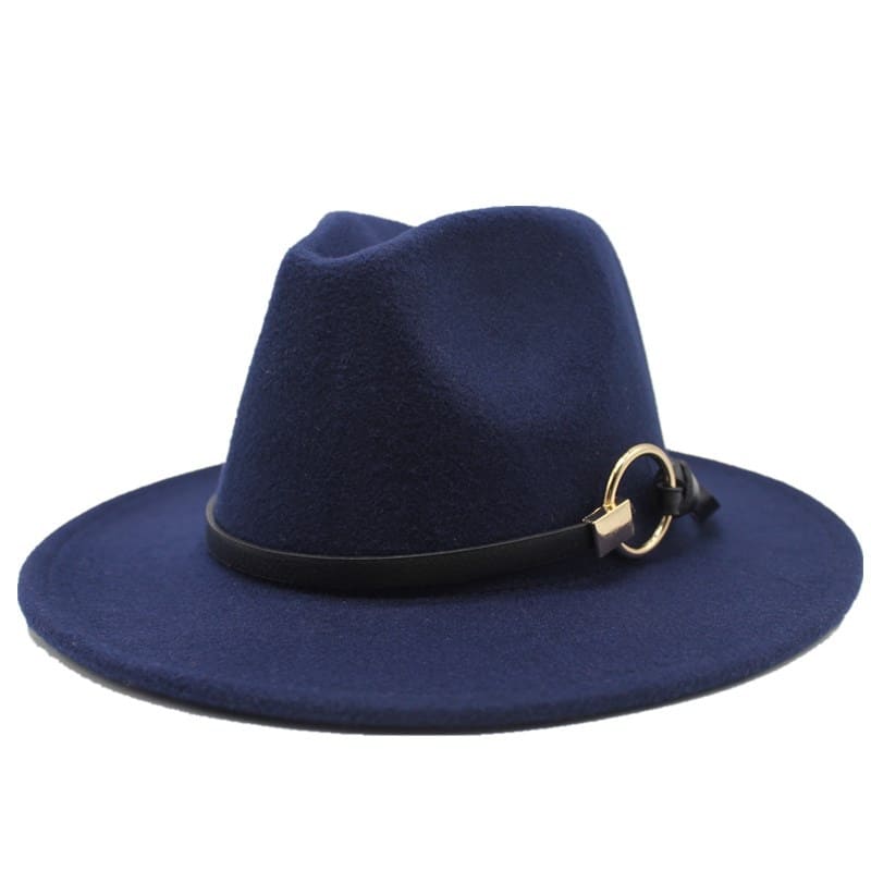 Silver Ring Cotton Fedora Hat - Cotton Fedora Hat With Silver Ring Accent For Style