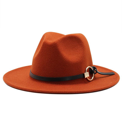 Silver Ring Cotton Fedora Hat - Cotton Fedora Hat With Silver Ring Accent For Style