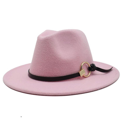 Silver Ring Cotton Fedora Hat - Cotton Fedora Hat With Silver Ring Accent For Style