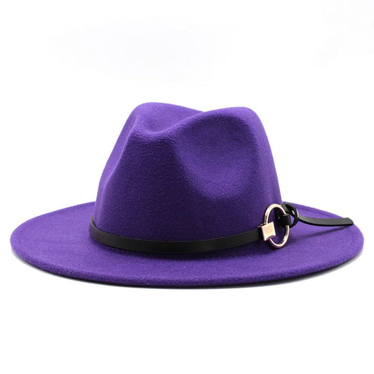 Silver Ring Cotton Fedora Hat - Cotton Fedora Hat With Silver Ring Accent For Style