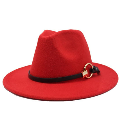 Silver Ring Cotton Fedora Hat - Cotton Fedora Hat With Silver Ring Accent For Style