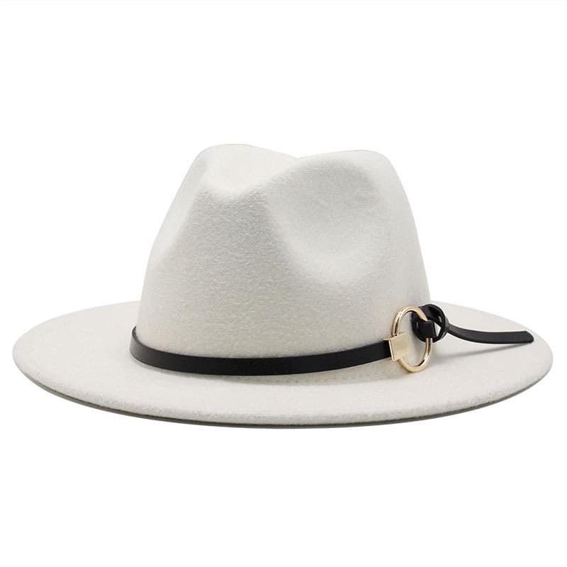 Silver Ring Cotton Fedora Hat - Cotton Fedora Hat With Silver Ring Accent For Style