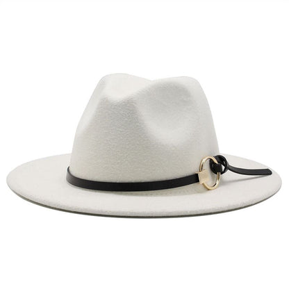 Silver Ring Cotton Fedora Hat - Cotton Fedora Hat With Silver Ring Accent For Style