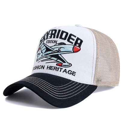 Sky Rider Station Baseball Trucker Cap - Classic Trucker Style With Baseball Silhouette