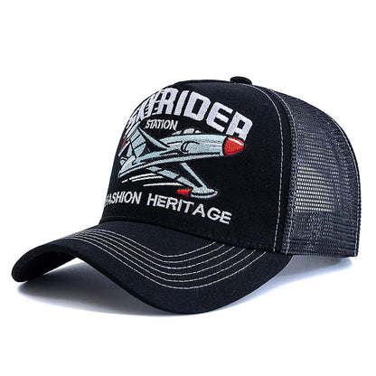 Sky Rider Station Baseball Trucker Cap - Classic Trucker Style With Baseball Silhouette