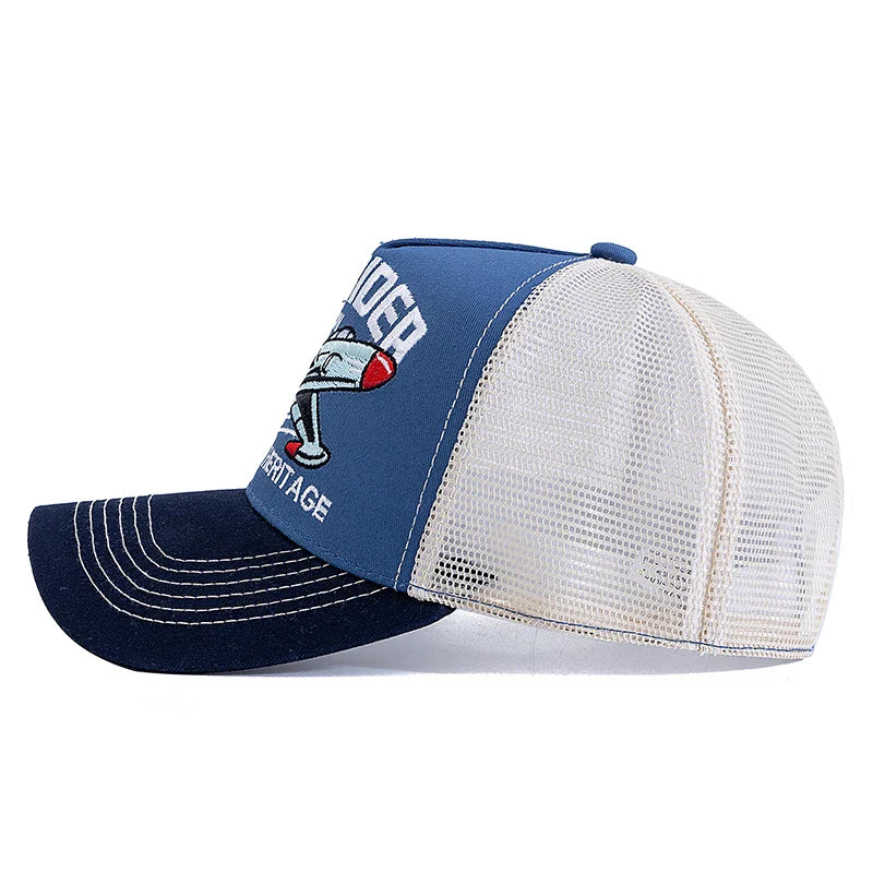 Sky Rider Station Baseball Trucker Cap - Classic Trucker Style With Baseball Silhouette