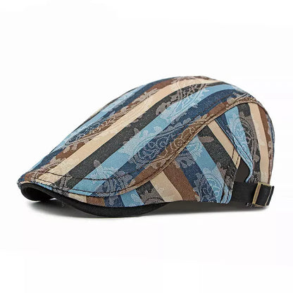 Snyder Cotton Striped Flat Cap - Lightweight Cotton Flat Cap With Subtle Striped Pattern