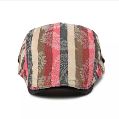 Snyder Cotton Striped Flat Cap - Lightweight Cotton Flat Cap With Subtle Striped Pattern