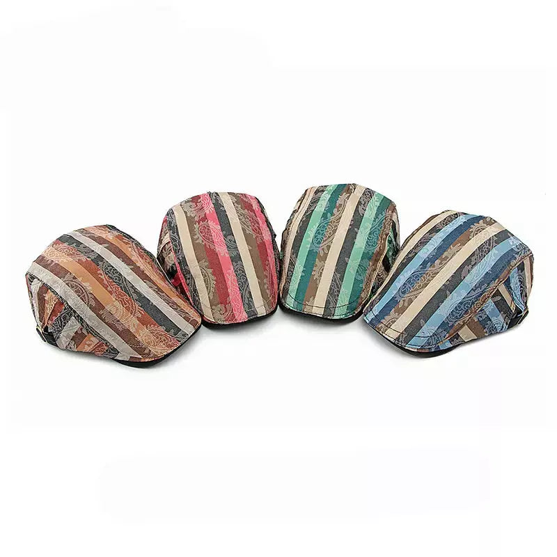 Snyder Cotton Striped Flat Cap - Lightweight Cotton Flat Cap With Subtle Striped Pattern