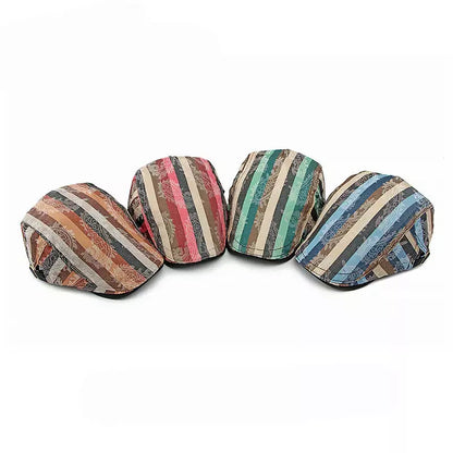Snyder Cotton Striped Flat Cap - Lightweight Cotton Flat Cap With Subtle Striped Pattern