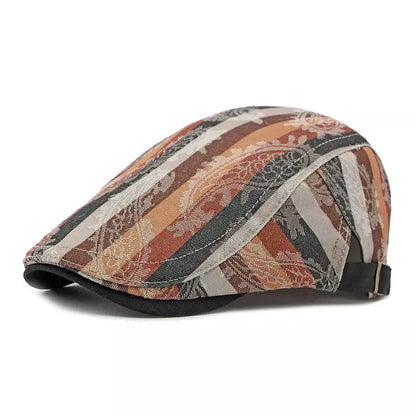 Snyder Cotton Striped Flat Cap - Lightweight Cotton Flat Cap With Subtle Striped Pattern