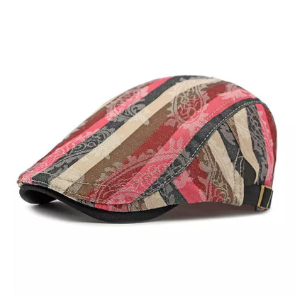 Snyder Cotton Striped Flat Cap - Lightweight Cotton Flat Cap With Subtle Striped Pattern
