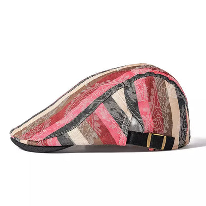 Snyder Cotton Striped Flat Cap - Lightweight Cotton Flat Cap With Subtle Striped Pattern
