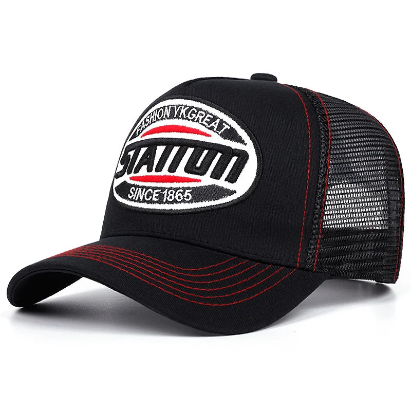 Station 1865 Trucker Baseball Cap - Embroidered Details