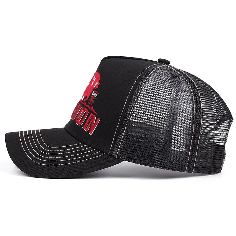 Station Buffalo Power Trucker Cap - Cotton Mesh Back Trucker Cap For Casual Style