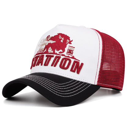 Station Buffalo Power Trucker Cap - Cotton Mesh Back Trucker Cap For Casual Style