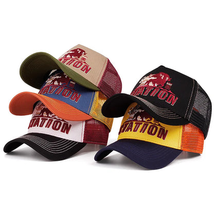 Station Buffalo Power Trucker Cap - Cotton Mesh Back Trucker Cap For Casual Style