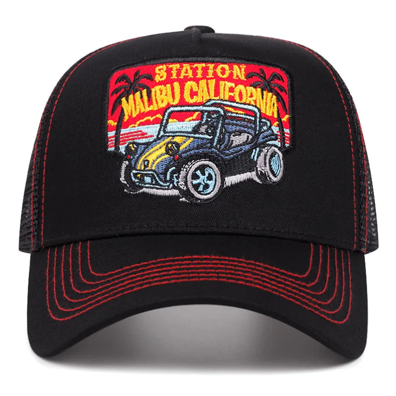 Station Malibu California Trucker Baseball Cap - Trucker Style With Mesh And Logo