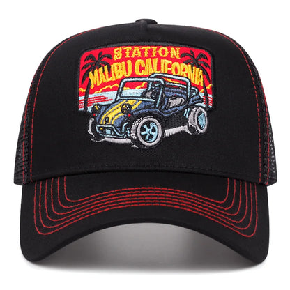Station Malibu California Trucker Baseball Cap - Trucker Style With Mesh And Logo