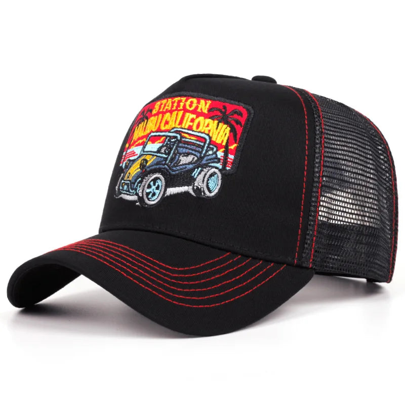 Station Malibu California Trucker Baseball Cap - Trucker Style With Mesh And Logo