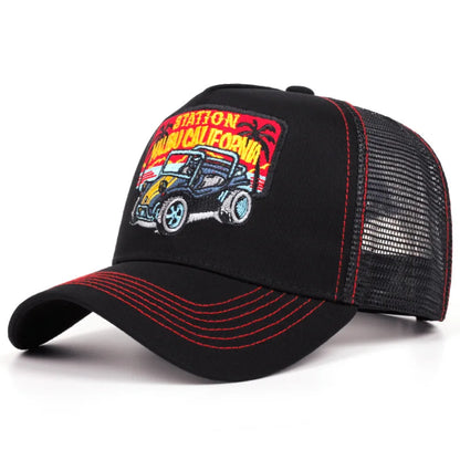 Station Malibu California Trucker Baseball Cap - Trucker Style With Mesh And Logo