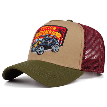 Station Malibu California Trucker Baseball Cap - Trucker Style With Mesh And Logo