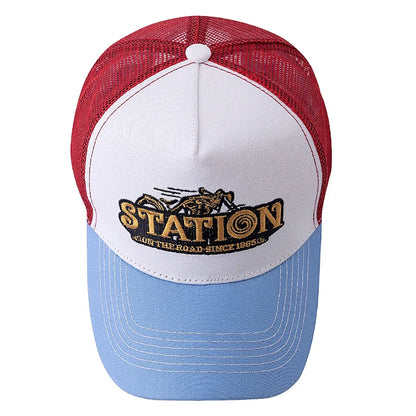 Station On The Road 1865 Trucker Cap - Casual Trucker Cap With Cotton And Mesh Panels