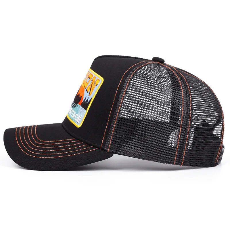 Station Yukon River Trucker Cap - Classic Trucker Style With Cotton Acrylic Mesh