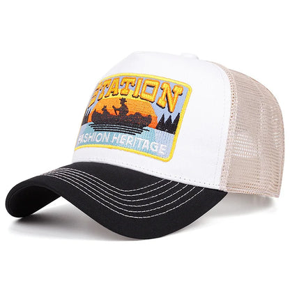 Station Yukon River Trucker Cap - Classic Trucker Style With Cotton Acrylic Mesh