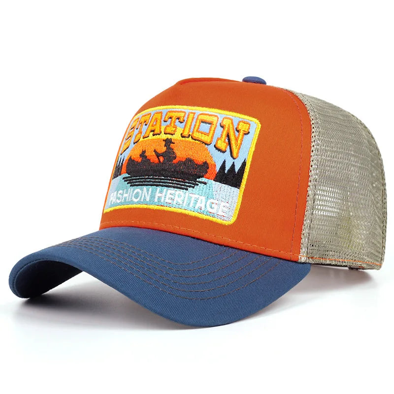 Station Yukon River Trucker Cap - Classic Trucker Style With Cotton Acrylic Mesh