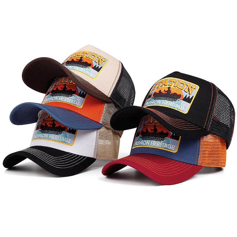 Station Yukon River Trucker Cap - Classic Trucker Style With Cotton Acrylic Mesh