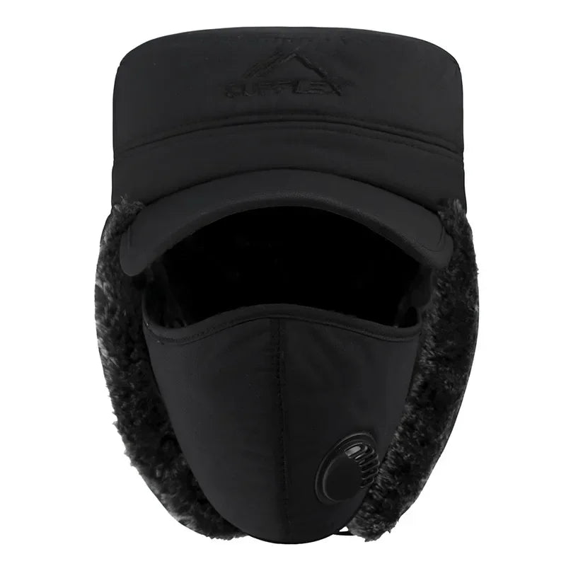 Supplex Winter Bomber Hat – Earflap Thermal Cap with Face Cover