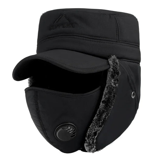 Supplex Winter Bomber Hat – Earflap Thermal Cap with Face Cover