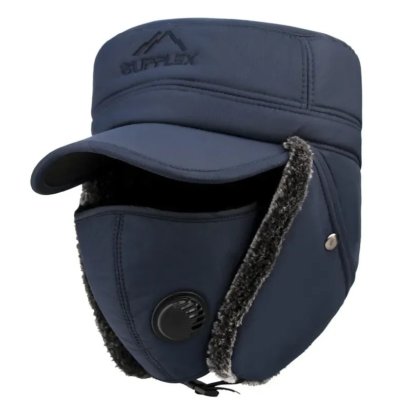 Supplex Winter Bomber Hat – Earflap Thermal Cap with Face Cover