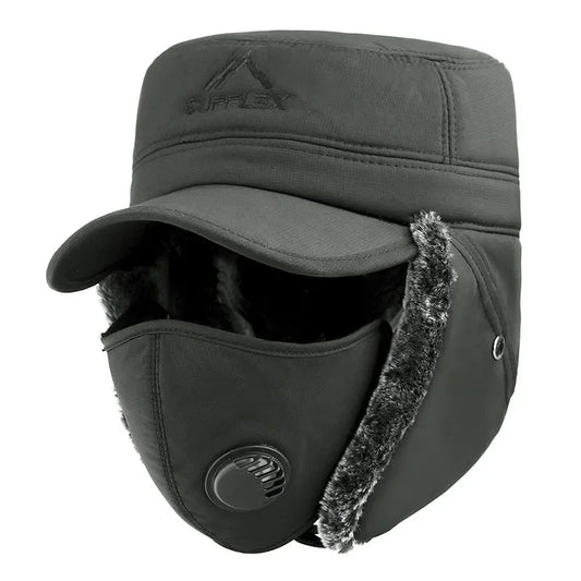 Supplex Winter Bomber Hat – Earflap Thermal Cap with Face Cover