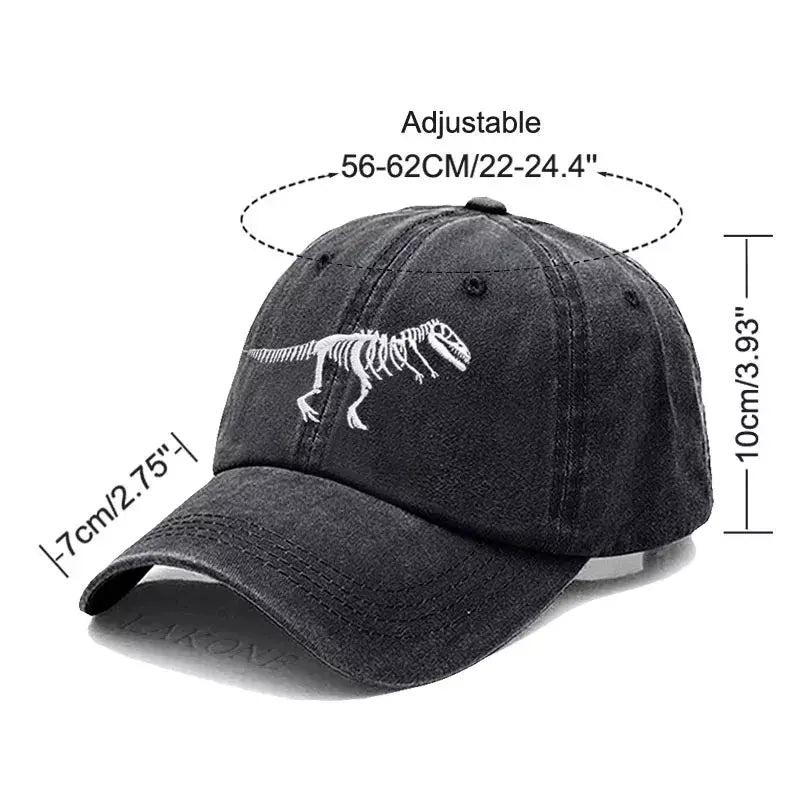 T-Rex Dinosaur Skeleton Cotton Baseball Cap - Fun And Casual Dinosaur Cap For Fans