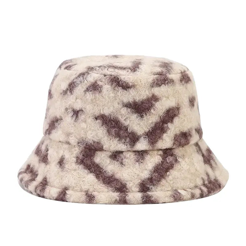 Tarly Winter Plaid Fur Bucket Hat - Cotton Plaid Winter Hat For Cozy Everyday Style