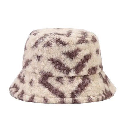Tarly Winter Plaid Fur Bucket Hat - Cotton Plaid Winter Hat For Cozy Everyday Style
