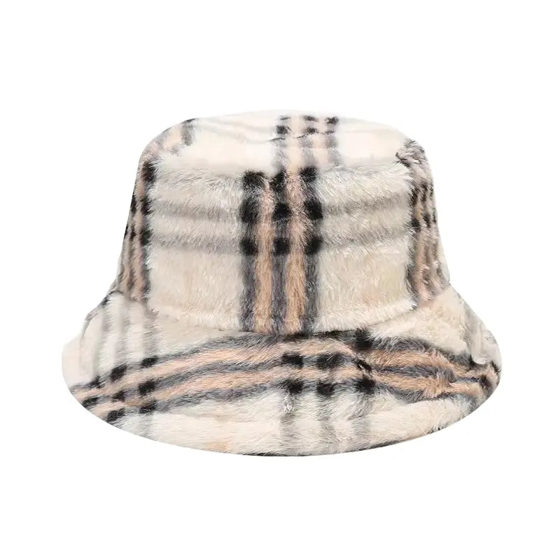 Taylor Fur Plaid Bucket Hat - Classic Plaid Fur Texture With Casual Silhouette Style