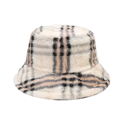 Taylor Fur Plaid Bucket Hat - Classic Plaid Fur Texture With Casual Silhouette Style