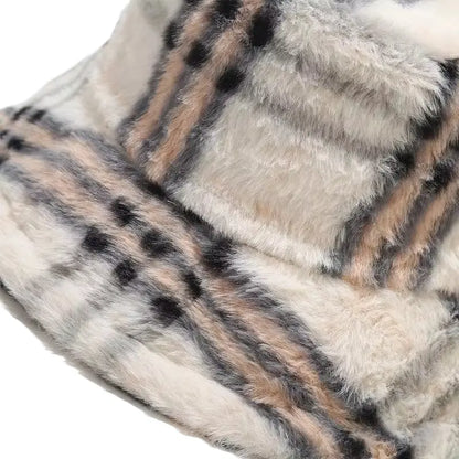 Taylor Fur Plaid Bucket Hat - Classic Plaid Fur Texture With Casual Silhouette Style